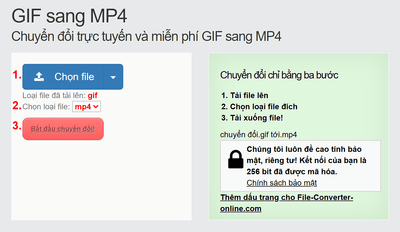 Cách chuyển đổi GIF tệp tin trực tuyến sang MP4