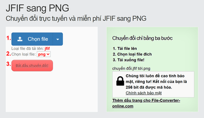 Cách chuyển đổi JFIF tệp tin trực tuyến sang PNG