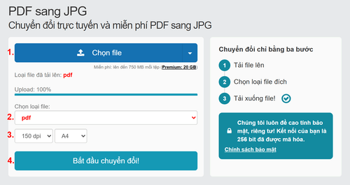 Chuyển đổi PDF sang JPG trực tuyến - hướng dẫn từng bước