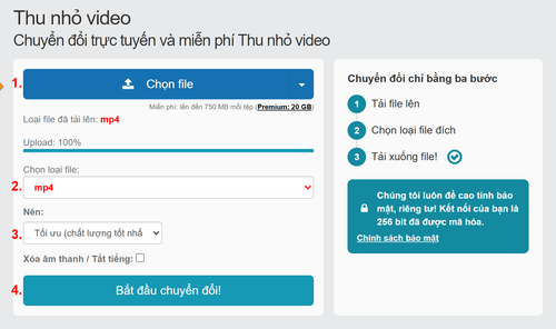 Cách giảm kích thước video trực tuyến - hướng dẫn từng bước